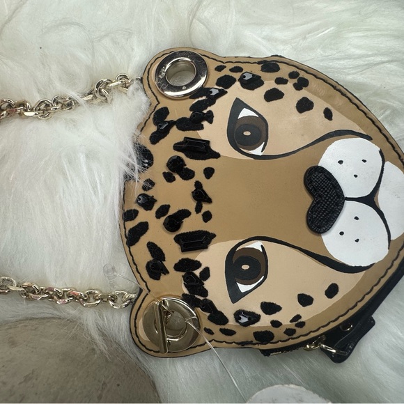 RARE Kate Spade Run Wild Leopard Face Coin Purse Wristlet in Tan and Black - Picture 3 of 9